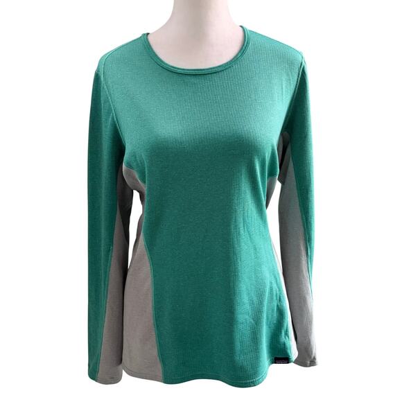 Patagonia Midweight Capilene Baselayer Medium Green Gray Long Sleeve Athletic - Picture 1 of 7